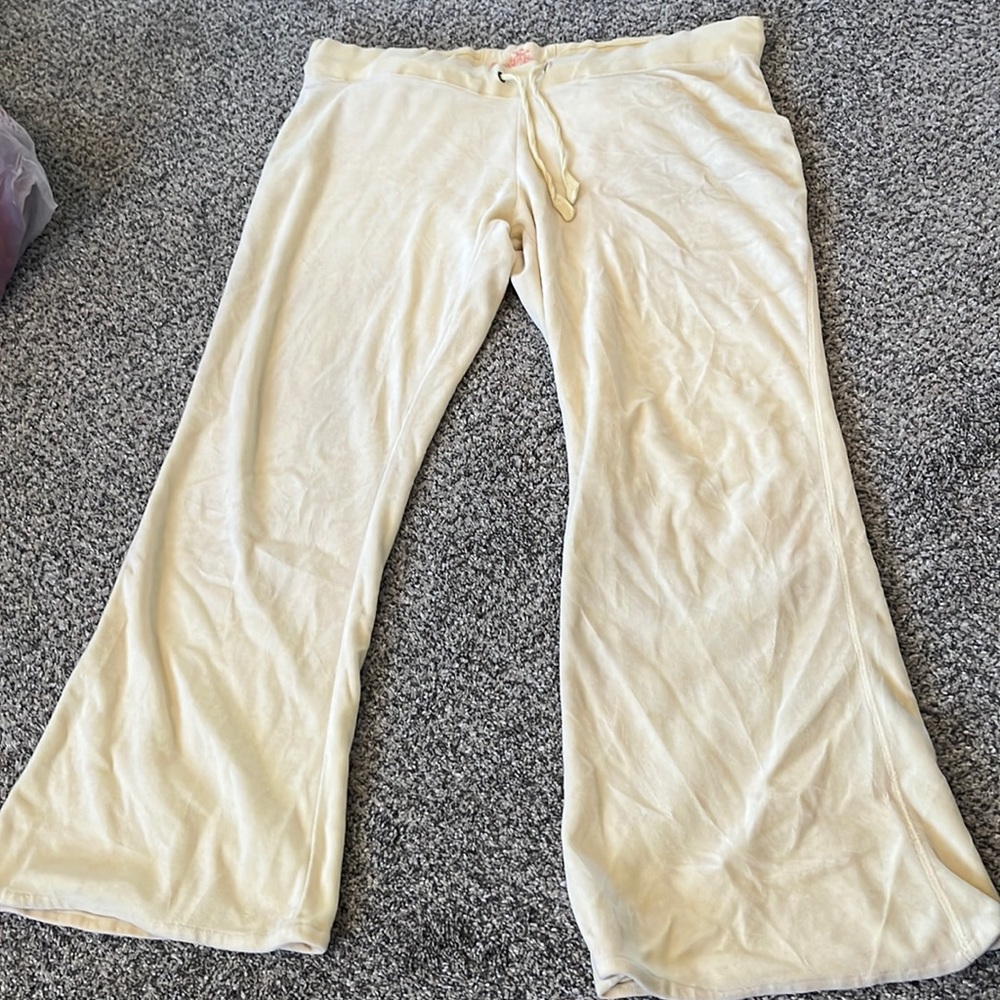 Y2K low waisted yellow velvet track pants